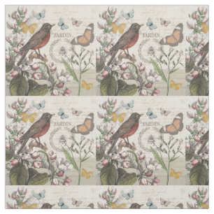 Robin Elegant Bird Butterfly French Art Fabric
