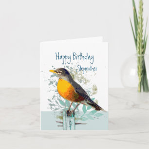 Robin Garden Bird Wildlife Stepmother Birthday Card