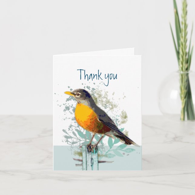 Robin Garden Bird Wildlife Thank you Thanks Card (Front)