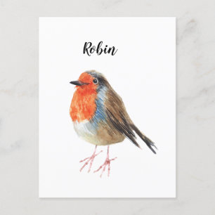 Robin gift card watercolor painted bird.