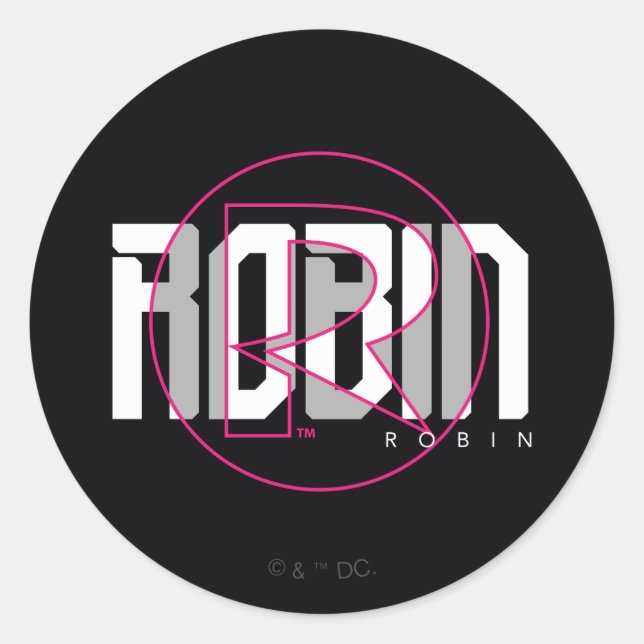 Robin Hi-Tech Name Graphic Classic Round Sticker (Front)