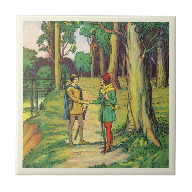 Robin Hood And Little John  Ceramic Tile (Front)