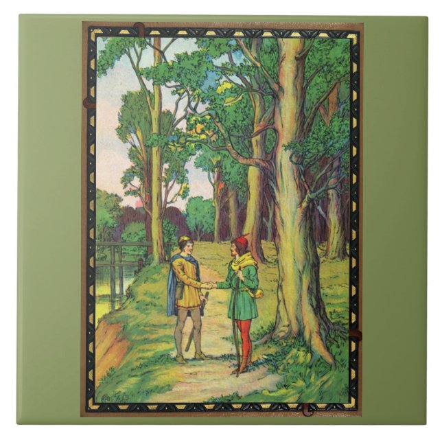 Robin Hood And Little John Ceramic Tile (Front)