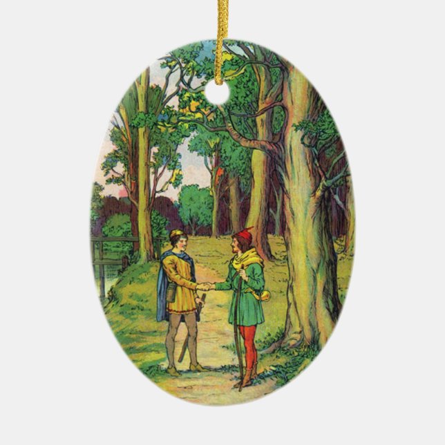Robin Hood And Little John Ceramic Tree Decoration (Front)