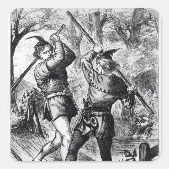 Robin Hood and Little John Square Sticker (Front)