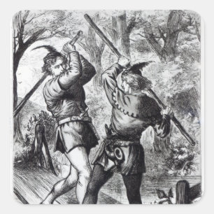 Robin Hood and Little John Square Sticker