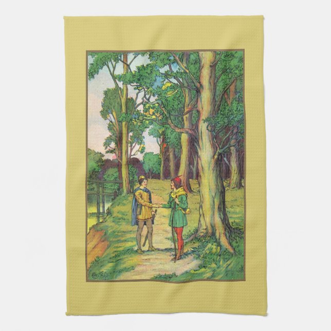 Robin Hood And Little John Tea Towel (Vertical)