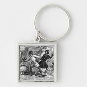 Robin Hood and the Tanner with Quarter-staffs Key Ring