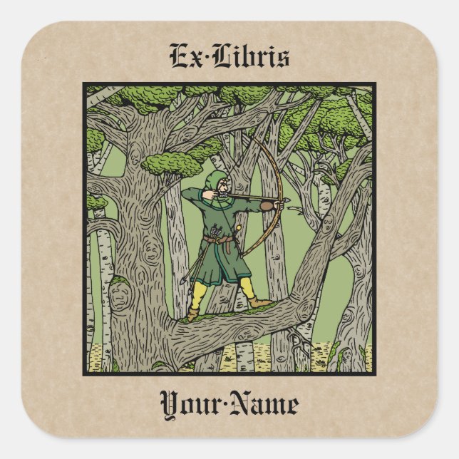 Robin Hood Bookplate Square Sticker (Front)