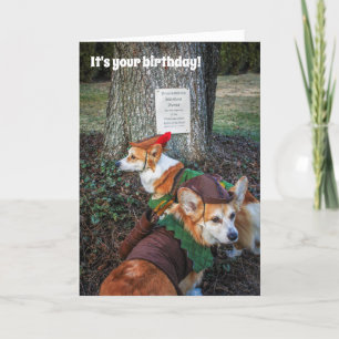 Robin Hood Corgi birthday card