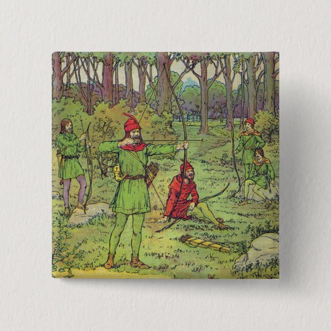 Robin Hood In The Forest  15 Cm Square Badge (Front)