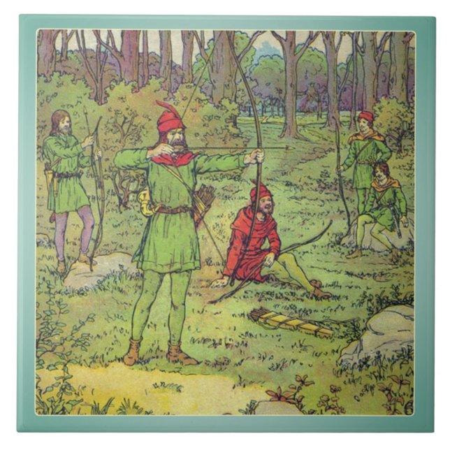 Robin Hood In The Forest  Ceramic Tile (Front)