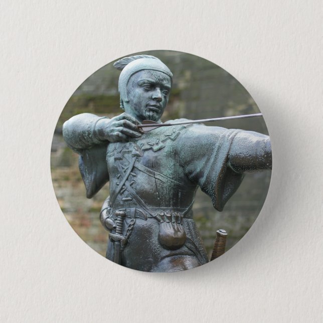 Robin Hood Statue Nottingham 6 Cm Round Badge (Front)