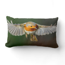 Robin hovering in flight pillow