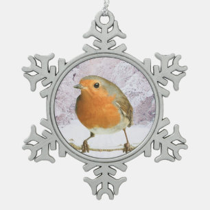 Robin image for Pewter Snowflake Ornament