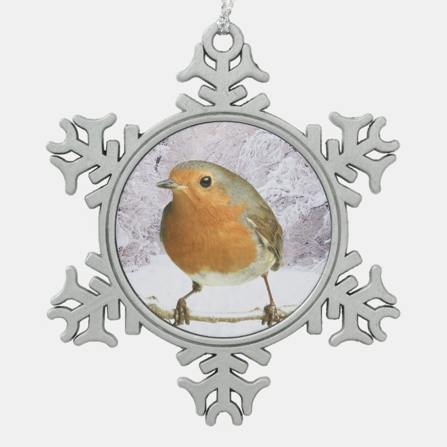 Robin image for Pewter Snowflake Ornament (Front)