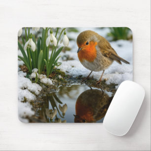 Robin In a Spring Garden Mouse Pad