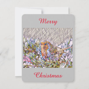 Robin in stained glass look. holiday card