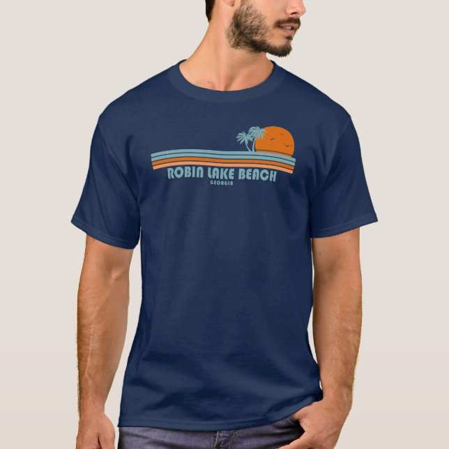 Robin Lake Beach Georgia Sun Palm Trees T-Shirt (Front)