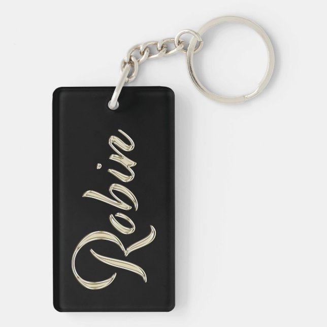 Robin name whitegold key trailer ring (Back)