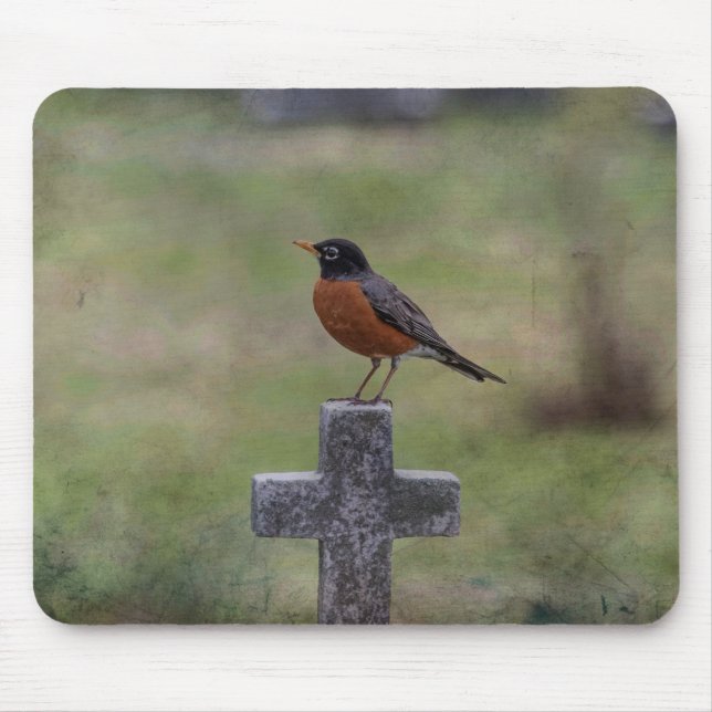 Robin on a cross mouse pad (Front)