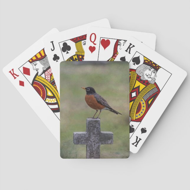 Robin on a cross playing cards (Back)