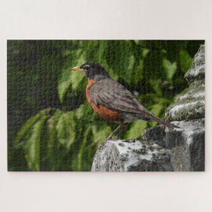 Robin on a Headstone Jigsaw Puzzle