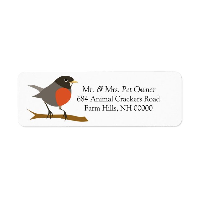 Robin On Branch Return Address Labels Stickers (Front)