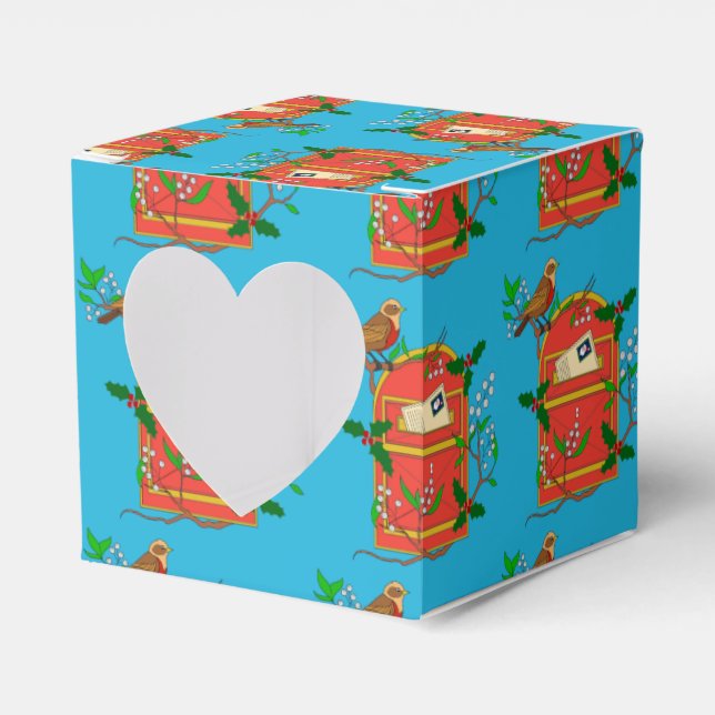 Robin on Postbox Favour Box (Front Side)
