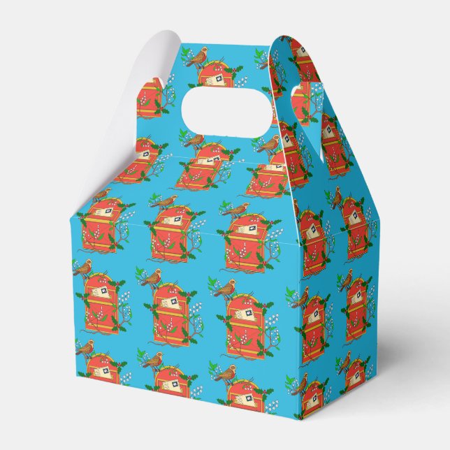 Robin on Postbox Favour Box (Front Side)