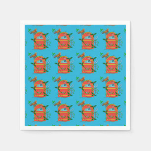 Robin on Postbox Napkin