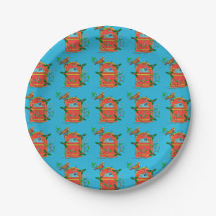 Robin on Postbox Paper Plate