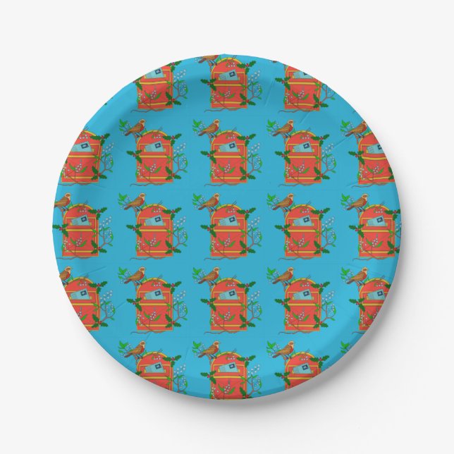 Robin on Postbox Paper Plate (Front)