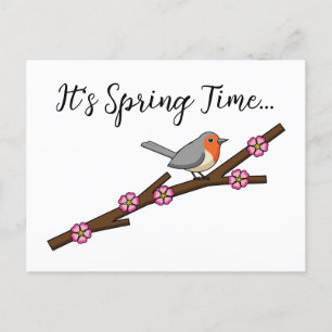 Robin on Sakura Add your Text Holiday Postcard