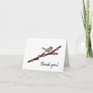 Robin on Sakura Add your Text Thank You Card