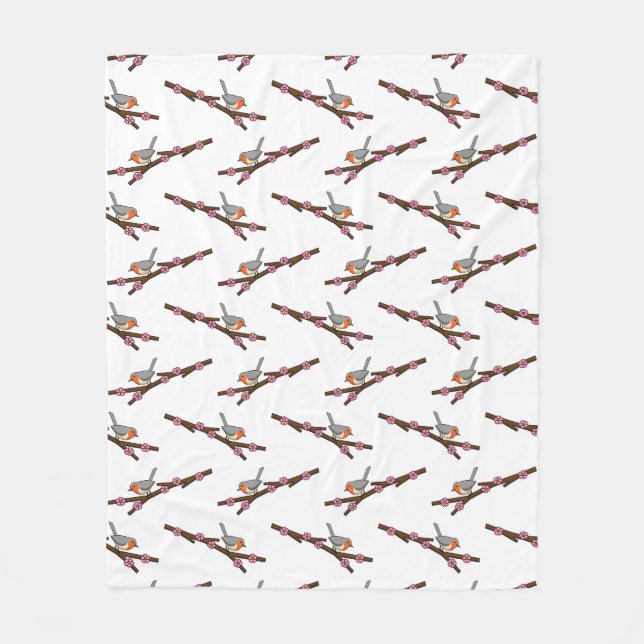Robin on Sakura Fleece Blanket (Front)