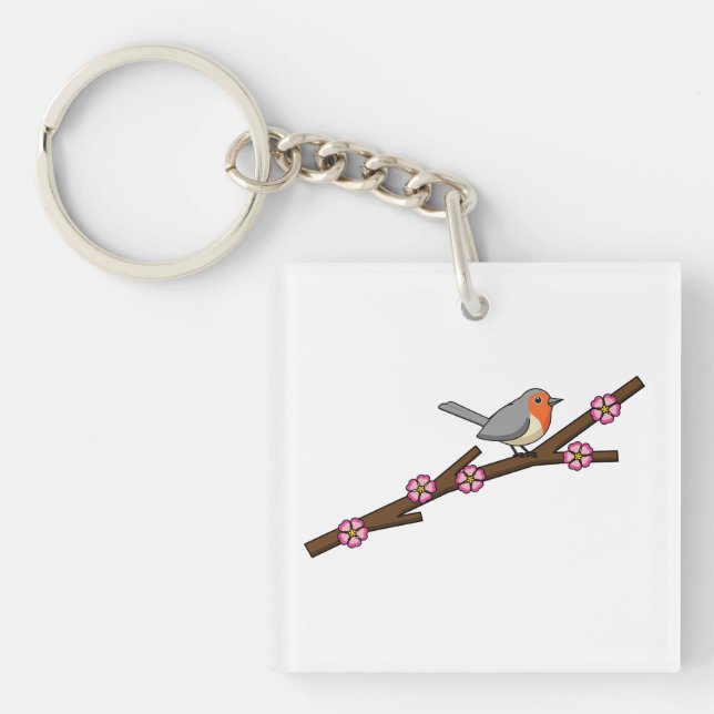 Robin on Sakura Key Ring (Front)