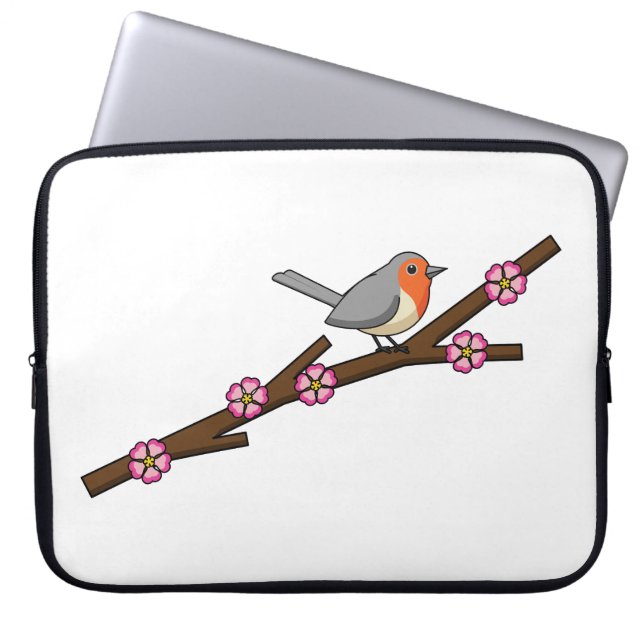 Robin on Sakura Laptop Sleeve (Front)