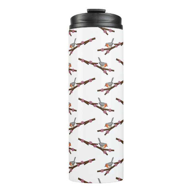 Robin on Sakura Thermal Tumbler (Front)