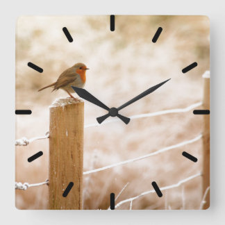 Robin on the Fence Post Clock