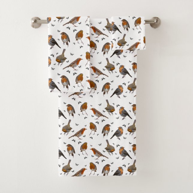 Robin Party Bathroom Towel Set (choose colour) (Insitu)
