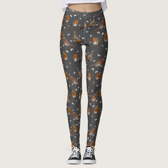 Robin Party Leggings (Dark Grey) (Front)