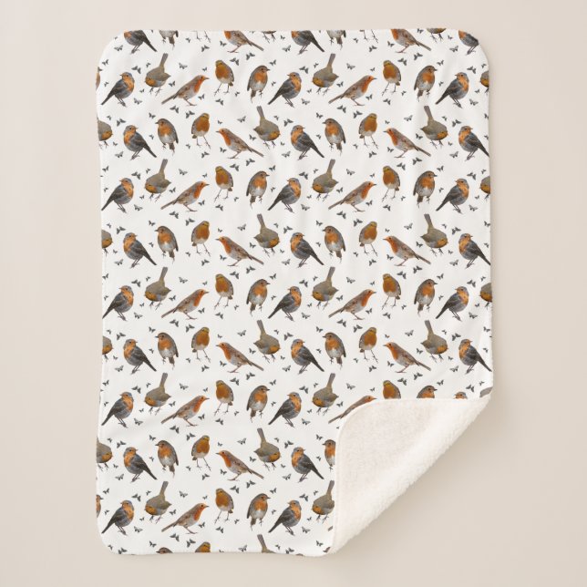 Robin Party Sherpa Blanket (choose colour) (Front)