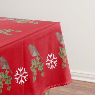 Robin perched on ivy leafs wild birds tablecloth