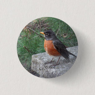 Robin Photo Personalised Name 3 Cm Round Badge