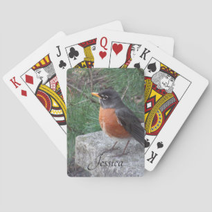 Robin Photo Personalised Name Playing Cards