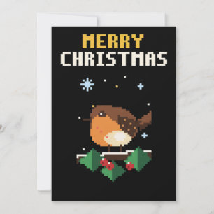 Robin Pixel Art Christmas Card