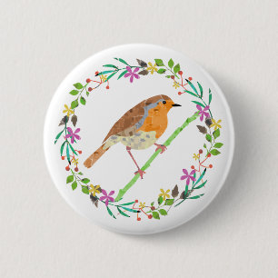 Robin Red Breast, bird of Christmas 6 Cm Round Badge