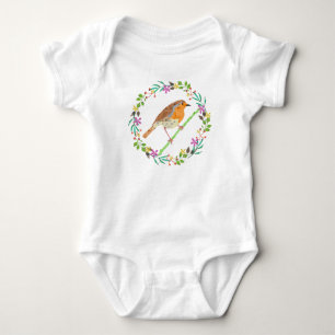 Robin Red Breast, bird of Christmas Baby Bodysuit