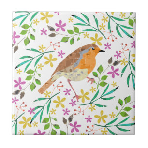 Robin Red Breast, bird of Christmas Ceramic Tile